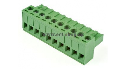 Клеммная колодка DINKLE 5ESDT-10P, Винтовая, 10 контактов, сечение провода 0.2-2.5 мм2, ток 18 A, Зеленый фото 1