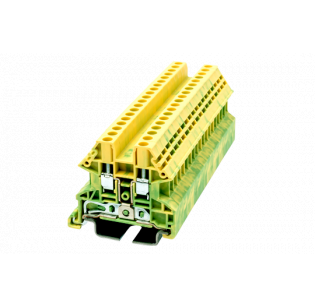 Клеммная колодка DINKLE DK2.5N-PE, Винтовая, сечение провода 0.34-2.5 мм2, ток 24 A, Желто-зеленый