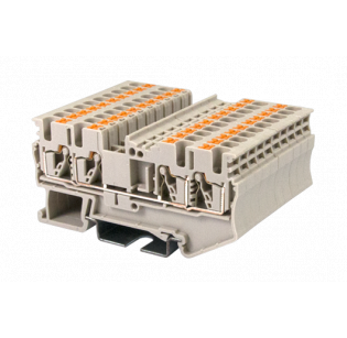 Клеммная колодка DINKLE DP2.5N-TR, Пружина, сечение провода 0.14-2.5 мм2, ток 24 A, Бежевый