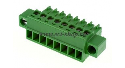 Клеммная колодка DINKLE EC381VM-08P, Винтовая, 8 контактов, сечение провода 0.2-1.5 мм2, ток 14 A, Зеленый фото 1