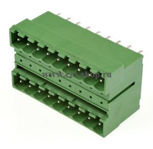 Клеммная колодка DINKLE 5EHDBV-18P, 18 контактов, сечение провода - мм2, ток 18 A, Зеленый