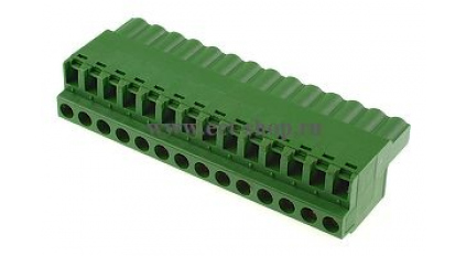 Клеммная колодка DINKLE 5ESDF-14P, Винтовая, 14 контактов, сечение провода 0.2-4 мм2, ток 18 A, Зеленый фото 1
