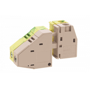 Клеммная колодка DINKLE PPACNV-10G, Винт, сечение провода 0.5-16 мм2, ток 76 A, Желто-зеленый