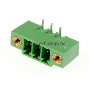 Клеммная колодка DINKLE ECH381RM-03P, 3 контакта, сечение провода - мм2, ток 14 A, Зеленый