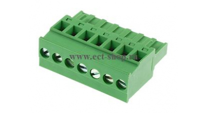 Клеммная колодка DINKLE 5ESDP-07P, Винтовая, 7 контактов, сечение провода 0.2-4 мм2, ток 18 A, Зеленый фото 1