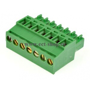 Клеммная колодка DINKLE EC381R-07P, Винтовая, 7 контактов, сечение провода 0.2-1.5 мм2, ток 14 A, Зеленый