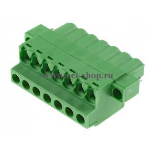 Клеммная колодка DINKLE 5ESDFM-07P, Винтовая, 7 контактов, сечение провода 0.2-4 мм2, ток 18 A, Зеленый