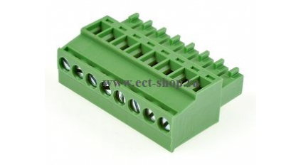 Клеммная колодка DINKLE EC381R-08P, Винтовая, 8 контактов, сечение провода 0.2-1.5 мм2, ток 14 A, Зеленый фото 1