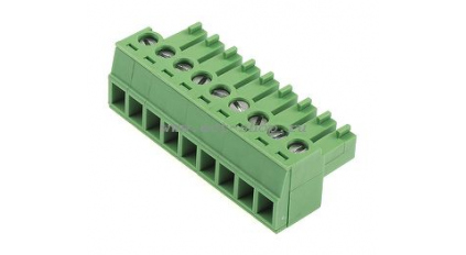 Клеммная колодка DINKLE EC381V-09P, Винтовая, 9 контактов, сечение провода 0.2-1.5 мм2, ток 14 A, Зеленый фото 1