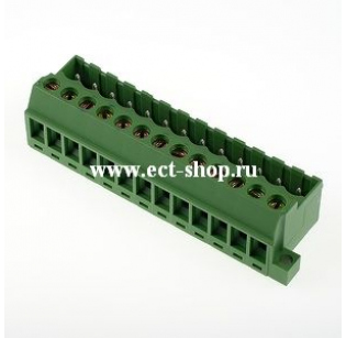 Клеммная колодка DINKLE 2EHDRS-13P, Винтовая, 13 контактов, сечение провода 0.5-2.5 мм2, ток 18 A, Зеленый