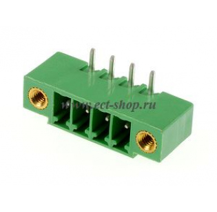 Клеммная колодка DINKLE ECH381RM-04P, 4 контакта, сечение провода - мм2, ток 14 A, Зеленый