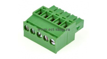 Клеммная колодка DINKLE EC381RL-05P, Винтовая, 5 контактов, сечение провода 0.2-1.5 мм2, ток 14 A, Зеленый фото 1