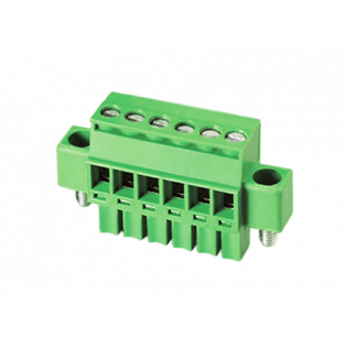 Клеммная колодка DINKLE EC381RLM-05P, Винтовая, 5 контактов, сечение провода 0.2-1.5 мм2, ток 14 A, Зеленый
