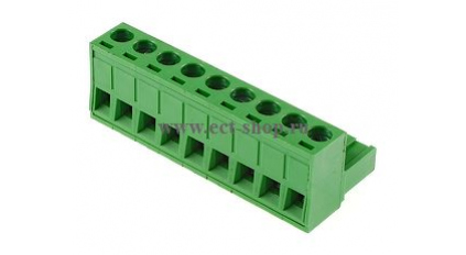 Клеммная колодка DINKLE 5ESDV-09P, Винтовая, 9 контактов, сечение провода 0.2-4 мм2, ток 18 A, Зеленый фото 1