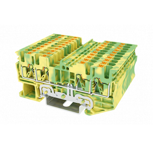 Клеммная колодка DINKLE DP2.5N-TR-PE, Пружина, сечение провода 0.14-2.5 мм2, ток 24 A, Желто-зеленый