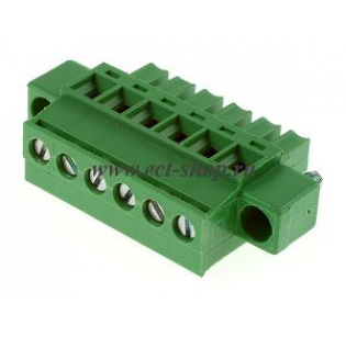 Клеммная колодка DINKLE EC381RLM-06P, Винтовая, 6 контактов, сечение провода 0.2-1.5 мм2, ток 14 A, Зеленый