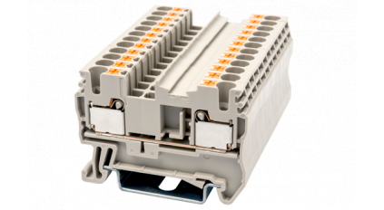Клеммная колодка DINKLE DP2.5N, Пружинная, сечение провода 0.14-2.5 мм2, ток 24 A, Бежевый фото 1