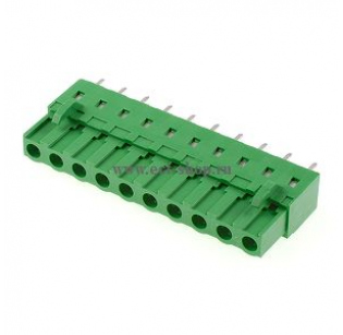 Клеммная колодка DINKLE 2ESDCV-10P, 10 контактов, сечение провода - мм2, ток 18 A, Зеленый
