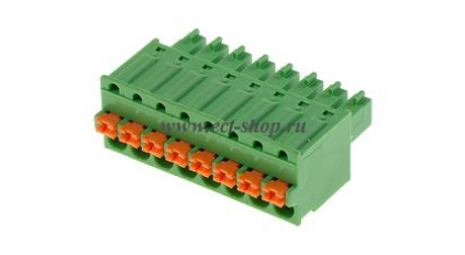 Клеммная колодка DINKLE ESC381V-08P, Пружинная, 8 контактов, сечение провода 0.2-1.5 мм2, ток 8 A, Зеленый фото 1