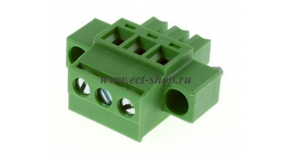 Клеммная колодка DINKLE EC381RLM-03P, Винтовая, 3 контакта, сечение провода 0.2-1.5 мм2, ток 14 A, Зеленый фото 1