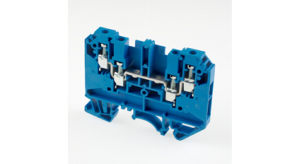 Клеммная колодка DINKLE DK4-TR-BL, Винтовая, сечение провода 0.5-4 мм2, ток 32 A, Синий фото 1
