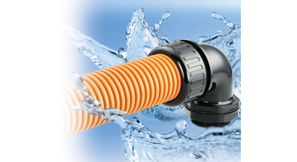 Вводная угловая муфта для гофрированной трубы AVC N-MGW20-E-21B, 22 мм фото 1