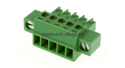 Клеммная колодка DINKLE EC381VM-05P, Винтовая, 5 контактов, сечение провода 0.2-1.5 мм2, ток 14 A, Зеленый фото 1
