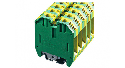 Клеммная колодка DINKLE DK16-PE (GK16), Винтовая, сечение провода 2.5-16 мм2, ток 76 A, Желто-зеленый фото 1