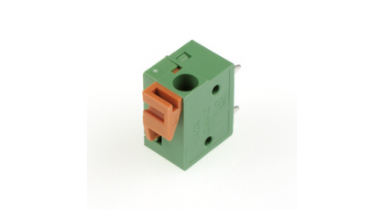 Клеммная колодка DINKLE 142R-01P, Пружинная, 1 контакт, сечение провода 0.5-1.5 мм2, ток 17.5 A, Зеленый фото 1