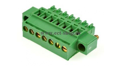 Клеммная колодка DINKLE EC381RM-07P, Винтовая, 7 контактов, сечение провода 0.2-1.5 мм2, ток 14 A, Зеленый фото 1