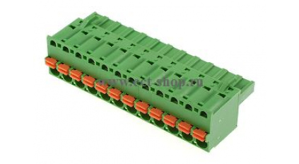 Клеммная колодка DINKLE 2ESDS-12P, Пружинная, 12 контактов, сечение провода 0.2-2.5 мм2, ток 12 A, Зеленый фото 1