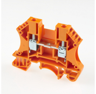 Клеммная колодка DINKLE DK4OR, Винтовая, сечение провода 0.5-4 мм2, ток 32 A, Оранжевый