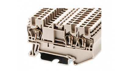 Клеммная колодка DINKLE AK1.5-TN, Пружинная, сечение провода 0.14-1.5 мм2, ток 17.5 A, Бежевый фото 1