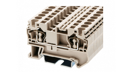 Клеммная колодка DINKLE AK4, Пружинная, сечение провода 0.2-4 мм2, ток 32 A, Бежевый фото 1