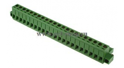 Клеммная колодка DINKLE 5ESDVM-22P, Винтовая, 22 контакта, сечение провода 0.2-4 мм2, ток 18 A, Зеленый фото 1