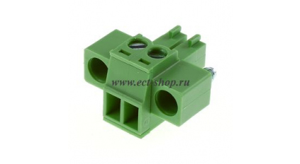 Клеммная колодка DINKLE EC381VM-02P, Винтовая, 2 контакта, сечение провода 0.2-1.5 мм2, ток 14 A, Зеленый фото 1