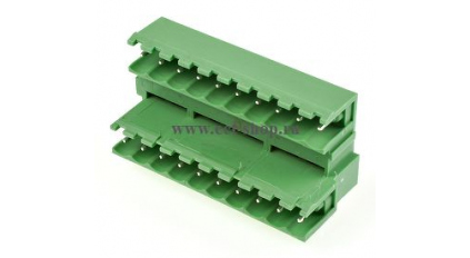 Клеммная колодка DINKLE 5EEHDR-20P, 20 контактов, сечение провода - мм2, ток 18 A, Зеленый фото 1