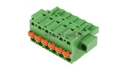 Клеммная колодка DINKLE 2ESDSM-06P, Пружинная, 6 контактов, сечение провода 0.2-2.5 мм2, ток 12 A, Зеленый фото 1