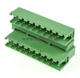 Клеммная колодка DINKLE 5EEHDR-20P, 20 контактов, сечение провода - мм2, ток 18 A, Зеленый