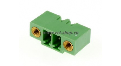 Клеммная колодка DINKLE ECH381VM-02P, 2 контакта, сечение провода - мм2, ток 14 A, Зеленый фото 1