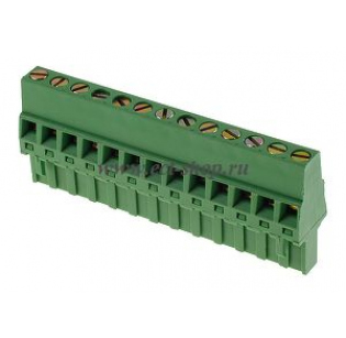 Клеммная колодка DINKLE 2ESDR-13P, Винтовая, 13 контактов, сечение провода 0.2-2.5 мм2, ток 18 A, Зеленый