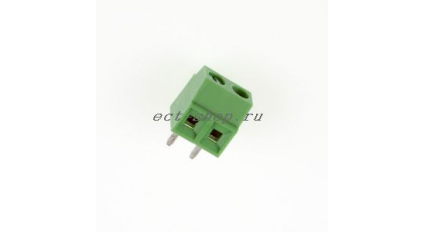 Клеммная колодка DINKLE EK350V-02P, Винтовая, 2 контакта, сечение провода 0.14-1.5 мм2, ток 12 A, Зеленый фото 1