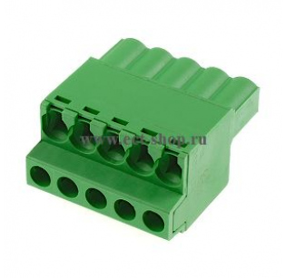 Клеммная колодка DINKLE 5ESDF-05P, Винтовая, 5 контактов, сечение провода 0.2-4 мм2, ток 18 A, Зеленый