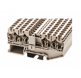 Клеммная колодка DINKLE AK4-TR, Пружинная, сечение провода 0.2-4 мм2, ток 32 A, Бежевый