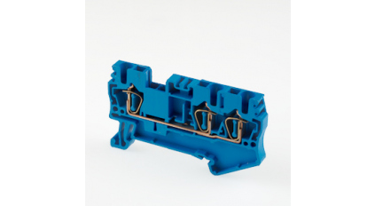 Клеммная колодка DINKLE AK2.5-TN-BL, Пружинная, сечение провода 0.2-2.5 мм2, ток 24 A, Синий фото 1