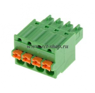 Клеммная колодка DINKLE ESC381V-04P, Пружинная, 4 контакта, сечение провода 0.2-1.5 мм2, ток 8 A, Зеленый