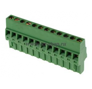 Клеммная колодка DINKLE 5ESDR-12P, Винтовая, 12 контактов, сечение провода 0.2-2.5 мм2, ток 18 A, Зеленый