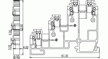 Клеммная колодка DINKLE D3KS2.5, Винтовая, сечение провода 0.5-2.5 мм2, ток 24 A, Бежевый фото 2