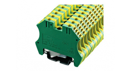 Клеммная колодка DINKLE DK4-PE (GK4), Винтовая, сечение провода 0.5-4 мм2, ток 32 A, Желто-зеленый фото 1