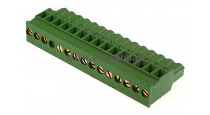 Клеммная колодка DINKLE 5ESDPL-15P, Винтовая, 15 контактов, сечение провода 0.2-4 мм2, ток 18 A, Зеленый фото 1